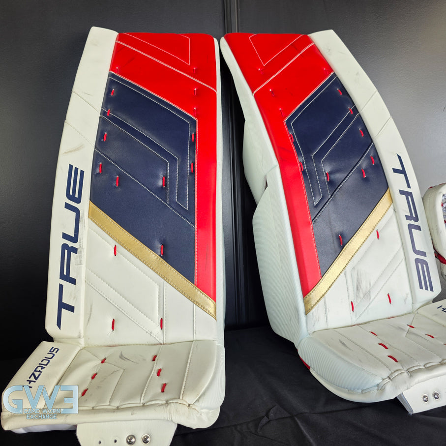 Sergei Bobrovsky Game Used Goalie Pads 2023-24 Stanley Cup Winning Season Florida Panthers Autographed Signed True Lefevre HRZDUS PX4 AS-03241