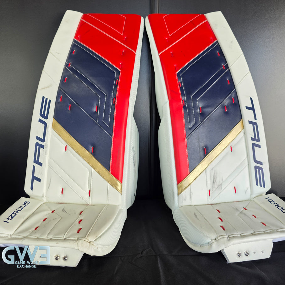 Sergei Bobrovsky Game Used Goalie Pads 2023-24 Stanley Cup Winning Season Florida Panthers Autographed Signed True Lefevre HRZDUS PX4 AS-03241