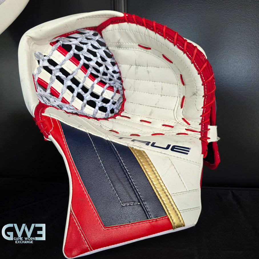 Sergei Bobrovsky Game Used Goalie Pads 2023-24 Stanley Cup Winning Season Florida Panthers Autographed Signed True Lefevre HRZDUS PX4 AS-03241