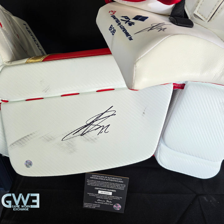 Sergei Bobrovsky Game Used Goalie Pads 2023-24 Stanley Cup Winning Season Florida Panthers Autographed Signed True Lefevre HRZDUS PX4 AS-03241
