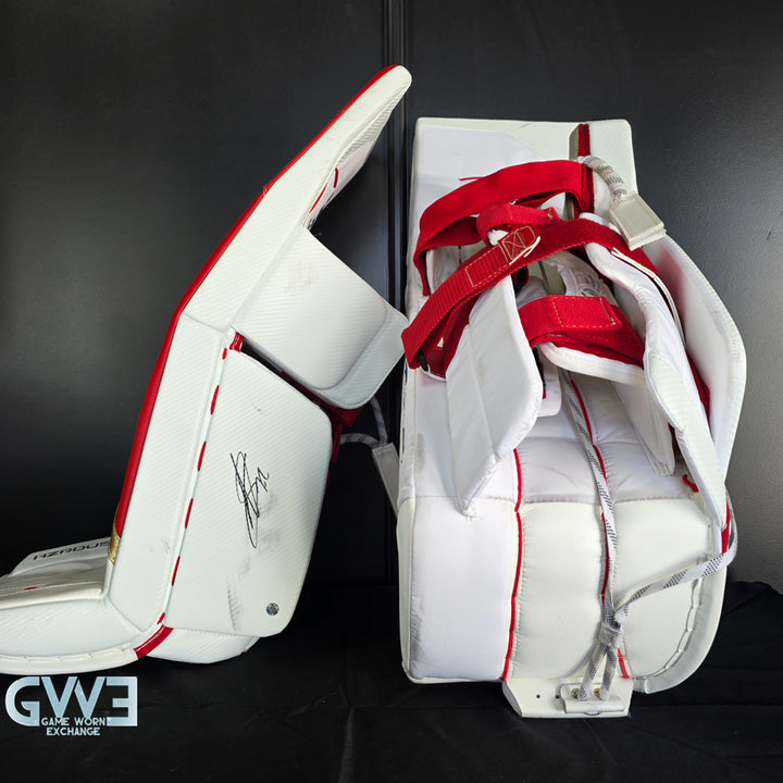 Sergei Bobrovsky Game Used Goalie Pads 2023-24 Stanley Cup Winning Season Florida Panthers Autographed Signed True Lefevre HRZDUS PX4 AS-03241