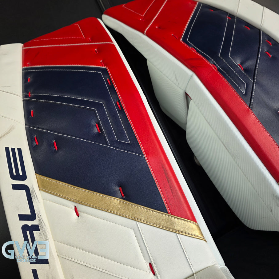 Sergei Bobrovsky Game Used Goalie Pads 2023-24 Stanley Cup Winning Season Florida Panthers Autographed Signed True Lefevre HRZDUS PX4 AS-03241