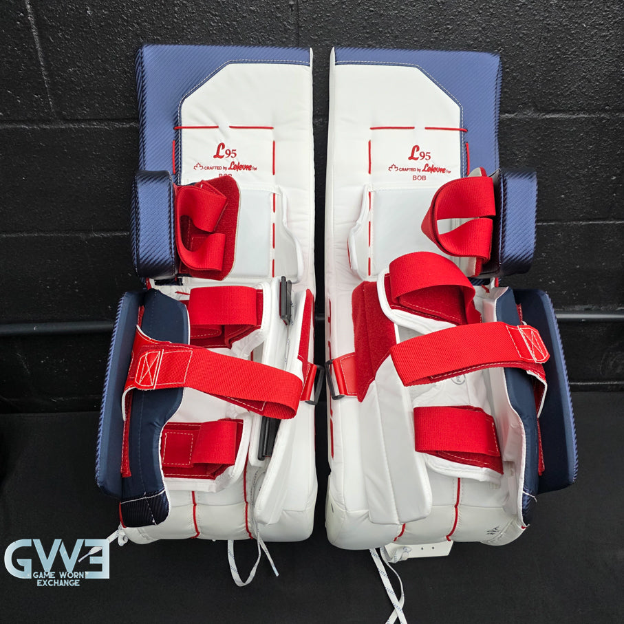 Sergei Bobrovsky Game Issued Used Goalie Pads 2025-26 Florida Panthers True Lefevre HRZDUS L95 Inscription 11-29 K Whitmore NHL AS-02978