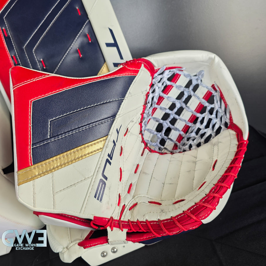 Sergei Bobrovsky Game Used Goalie Pads 2023-24 Stanley Cup Winning Season Florida Panthers Autographed Signed True Lefevre HRZDUS PX4 AS-03241