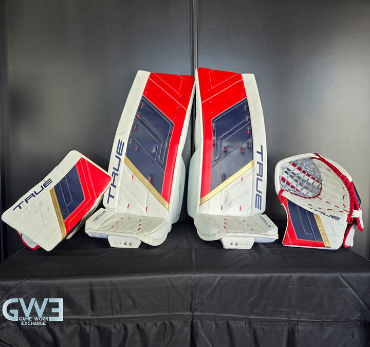 Sergei Bobrovsky Game Used Goalie Pads 2023-24 Stanley Cup Winning Season Florida Panthers Autographed Signed True Lefevre HRZDUS PX4 AS-03241