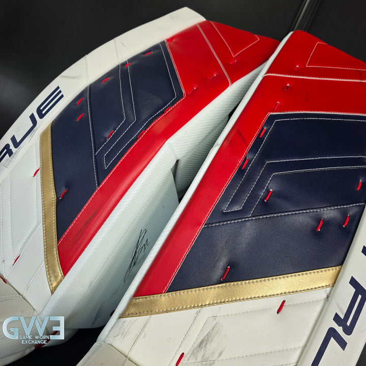 Sergei Bobrovsky Game Used Goalie Pads 2023-24 Stanley Cup Winning Season Florida Panthers Autographed Signed True Lefevre HRZDUS PX4 AS-03241