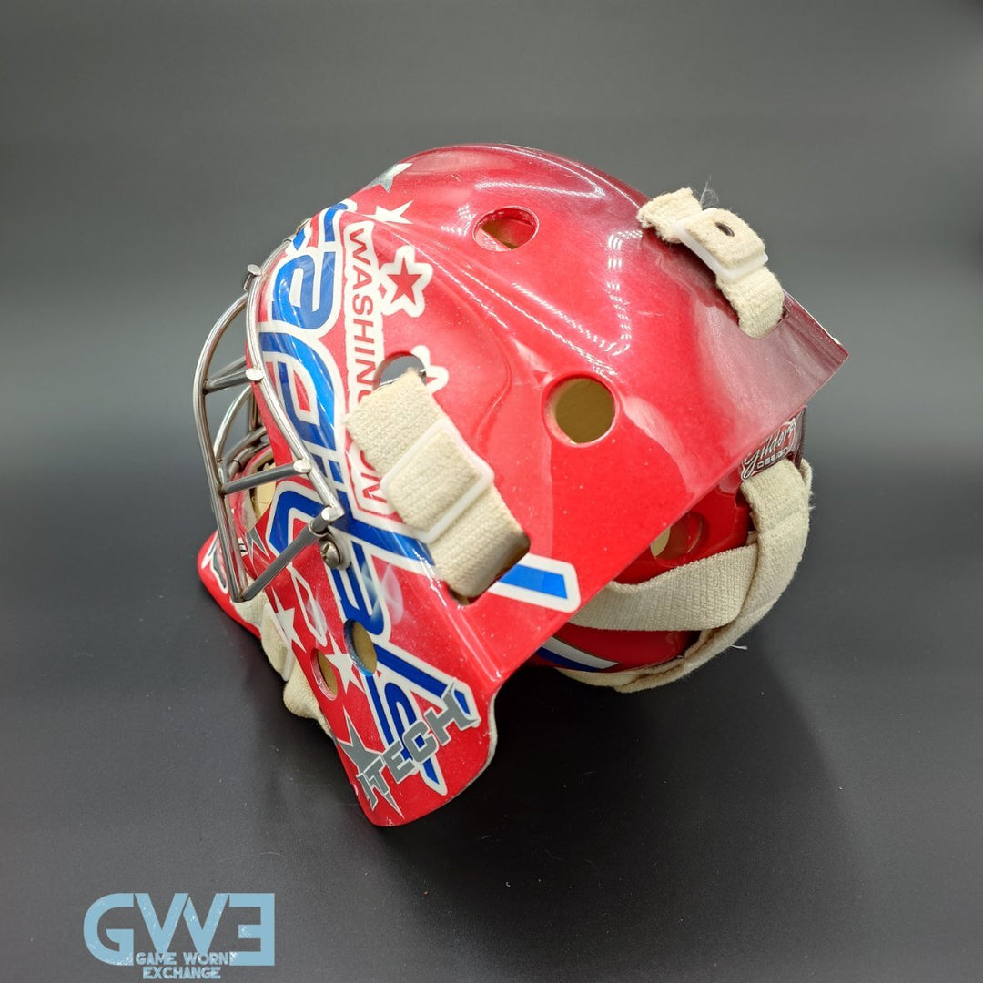 Semyon Varlamov Goalie Mask Game Worn 2008-09 Washington Capitals Rookie Season and Bears Itech Photo-Matched COA by Washington Capitals Organization AS-03408