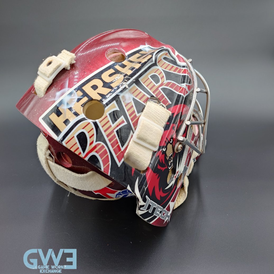 Semyon Varlamov Goalie Mask Game Worn 2008-09 Washington Capitals Rookie Season and Bears Itech Photo-Matched COA by Washington Capitals Organization AS-03408