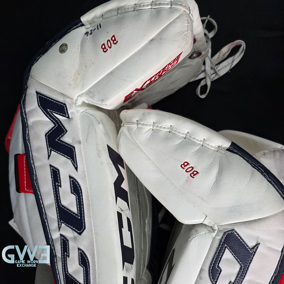 Sergei Bobrovsky Goalie Pads Set Game Used Columbus Blue Jackets 11-26-2018 CCM Extreme Flex 4 AS-02979