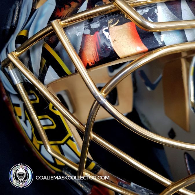 Tuukka Rask Game Worn Goalie Mask Boston Bruins 2008 to 2011 Photomatched Made by Dom Malerba and Ron Slater - SOLD