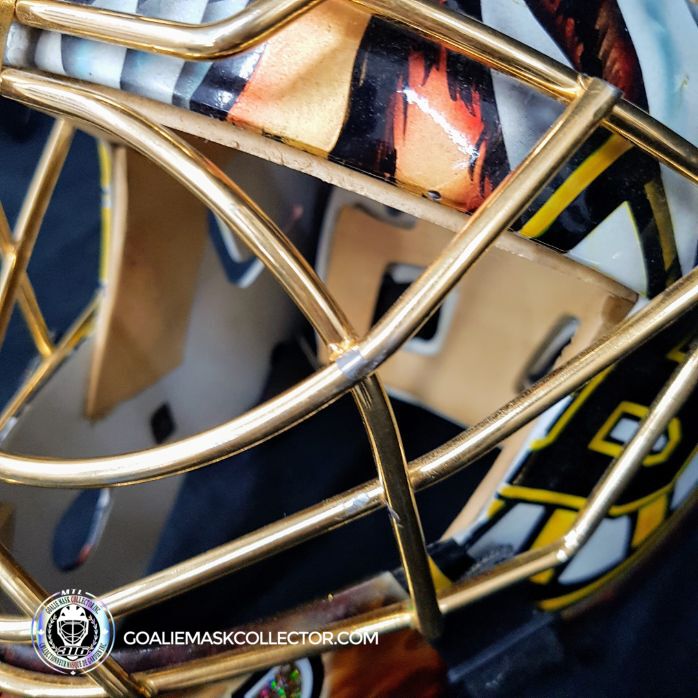 Tuukka Rask Game Worn Goalie Mask Boston Bruins 2008 to 2011 Photomatched Made by Dom Malerba and Ron Slater - SOLD