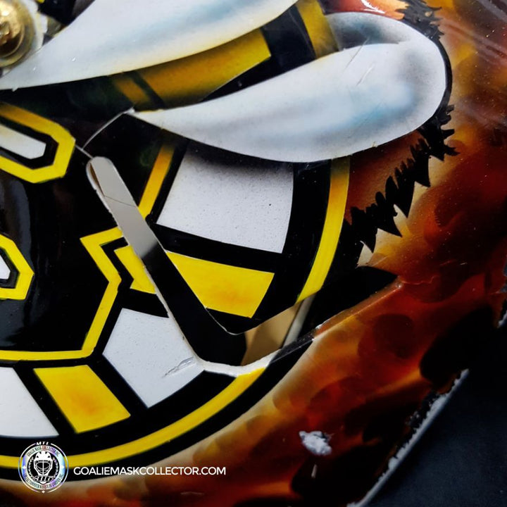 Tuukka Rask Game Worn Goalie Mask Boston Bruins 2008 to 2011 Photomatched Made by Dom Malerba and Ron Slater - SOLD