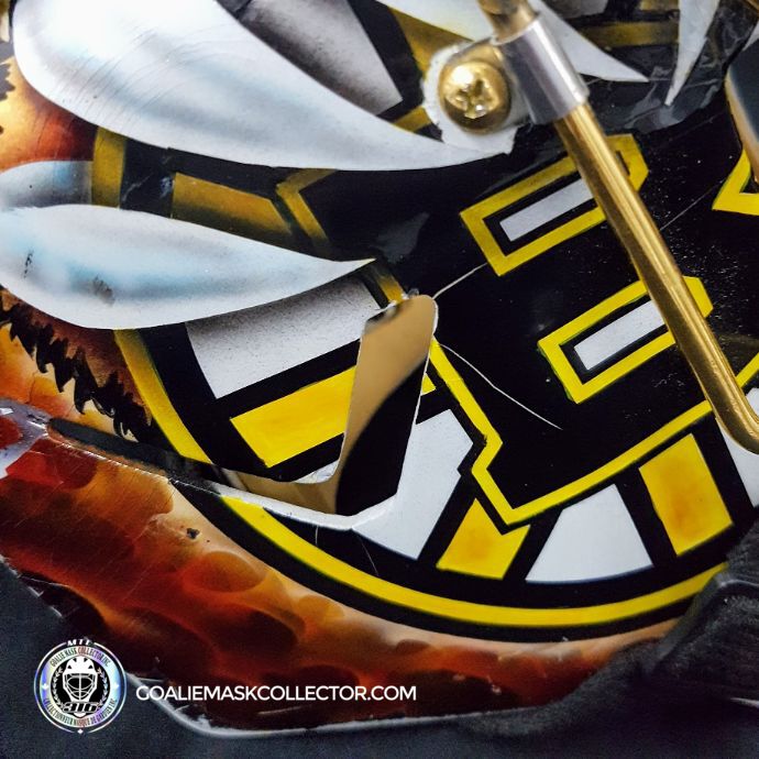Tuukka Rask Game Worn Goalie Mask Boston Bruins 2008 to 2011 Photomatched Made by Dom Malerba and Ron Slater - SOLD