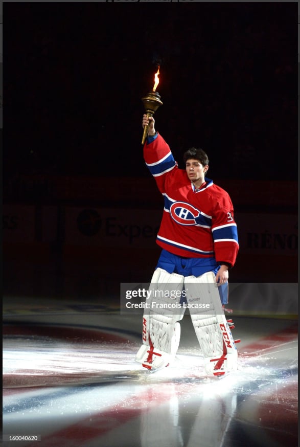 Carey Price Game Playoffs Worn Goalie Pads Set CCM + RBK Chest Protector 2012-13 Montreal Canadiens + Practice Worn Glove & Blocker Bauer AS-02961