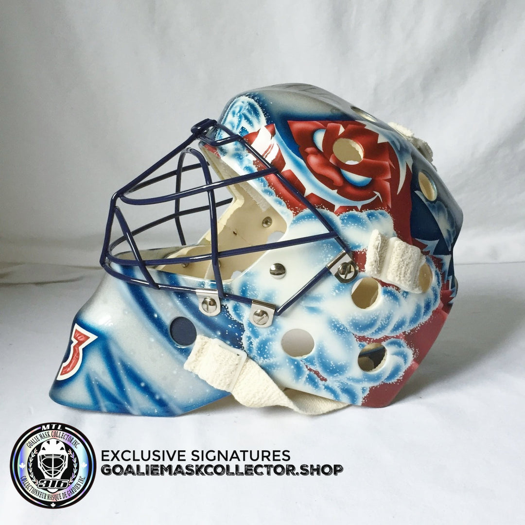 PATRICK ROY SIGNED AUTOGRAPHED GOALIE MASK COLORADO AVALANCHE PAINTED BY GUY LAFRANCE - ORIGINAL ROY MASK PAINTER LEFEBVRE SHELL - SOLD
